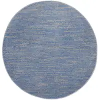 Photo of 4' Blue And Grey Round Striped Non Skid Indoor Outdoor Area Rug