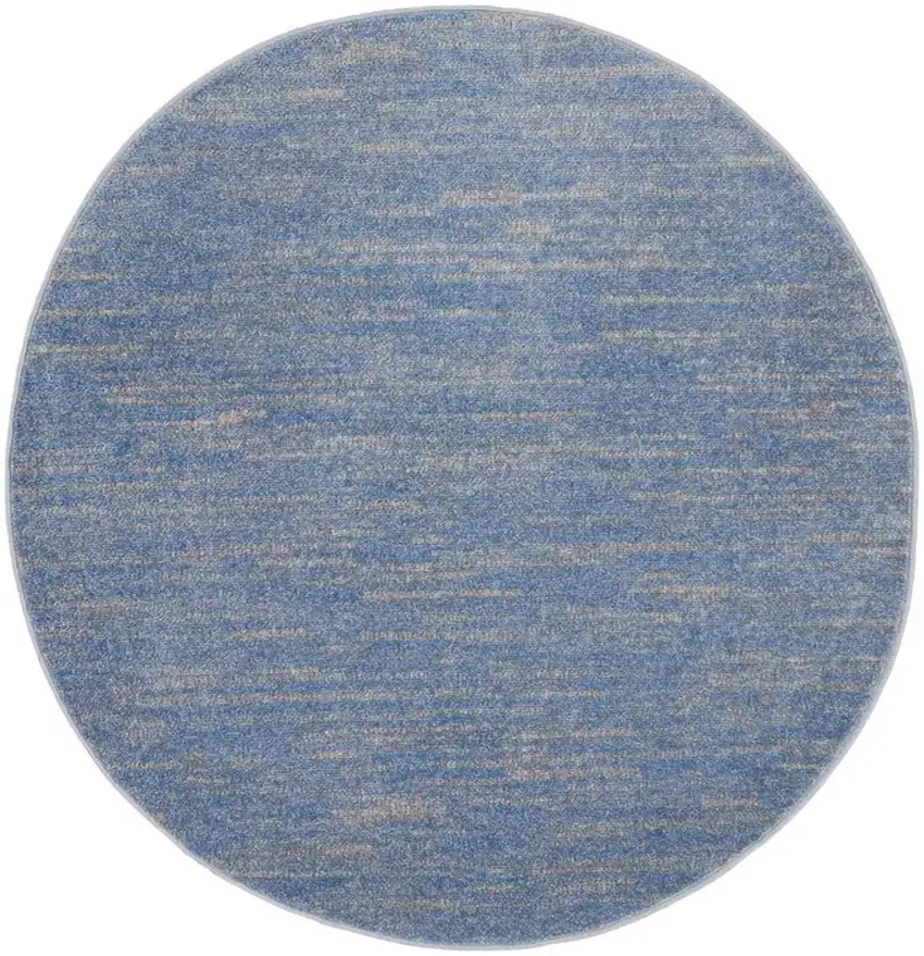 4' Blue And Grey Round Striped Non Skid Indoor Outdoor Area Rug Photo 1