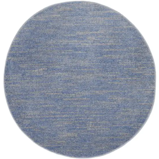 4' Blue And Gray Round Indoor Outdoor Area Rug Photo 4