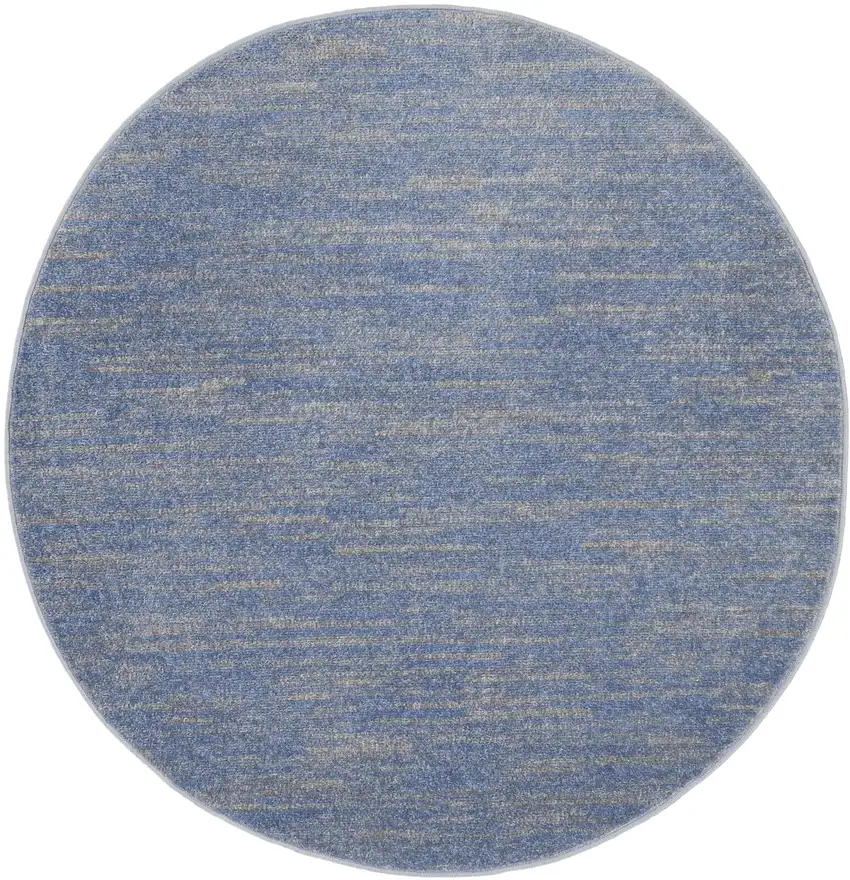 4' Blue And Gray Round Indoor Outdoor Area Rug Photo 4