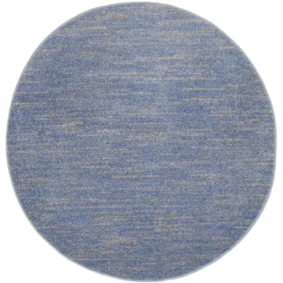 4' Blue And Grey Round Striped Non Skid Indoor Outdoor Area Rug Photo 4