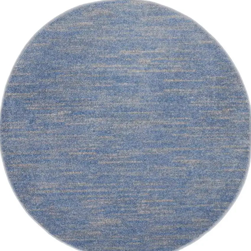 4' Blue And Grey Round Striped Non Skid Indoor Outdoor Area Rug Photo 4