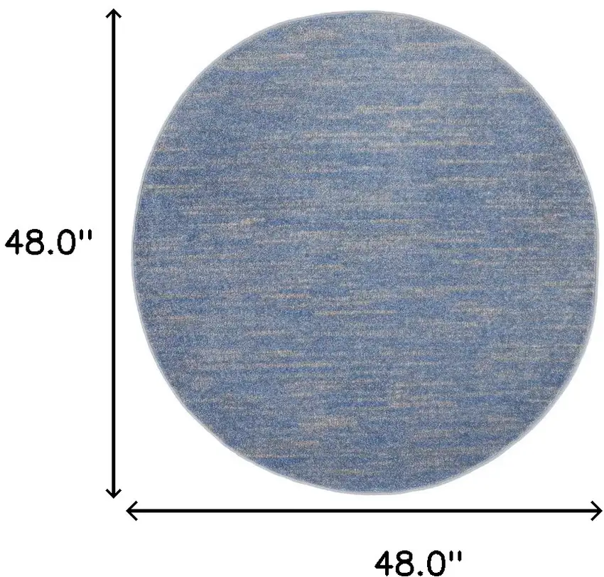 4' Blue And Grey Round Striped Non Skid Indoor Outdoor Area Rug Photo 6