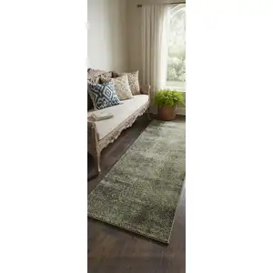 Photo of 7' Blue And Ivory Abstract Area Rug