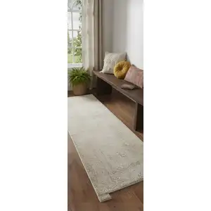 Photo of 7' Blue And Ivory Abstract Area Rug