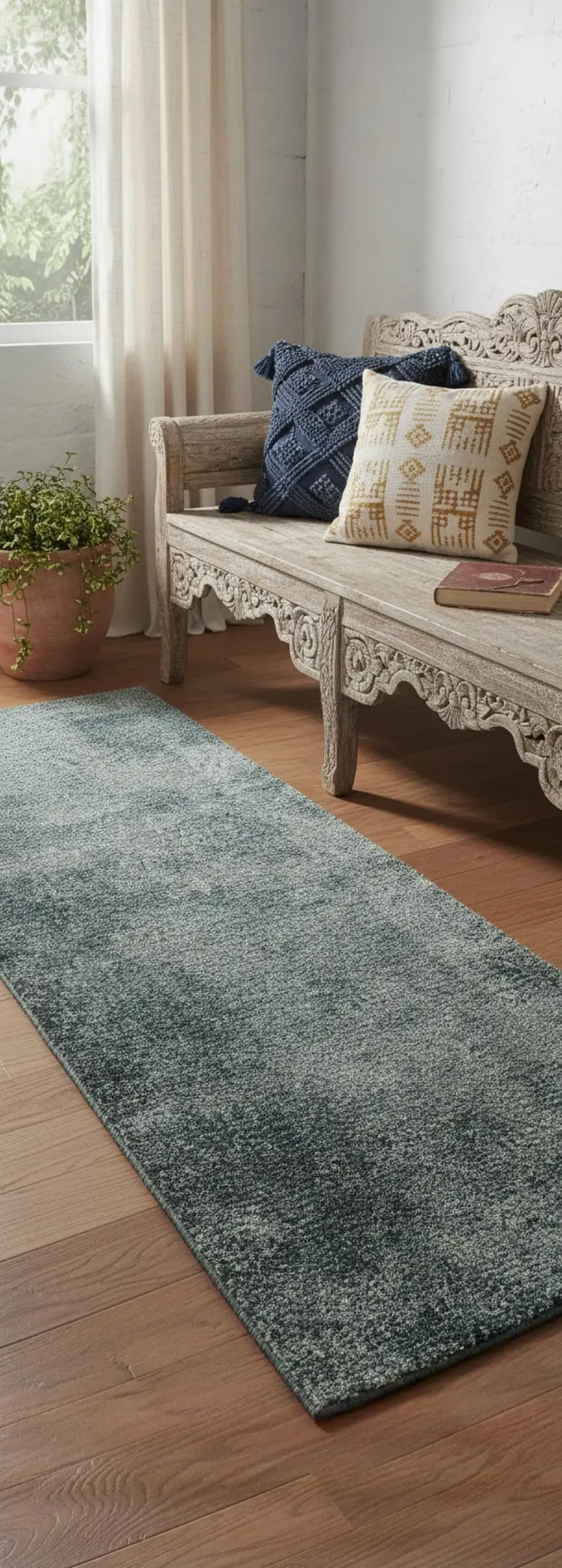 7' Blue And Ivory Abstract Area Rug Photo 1