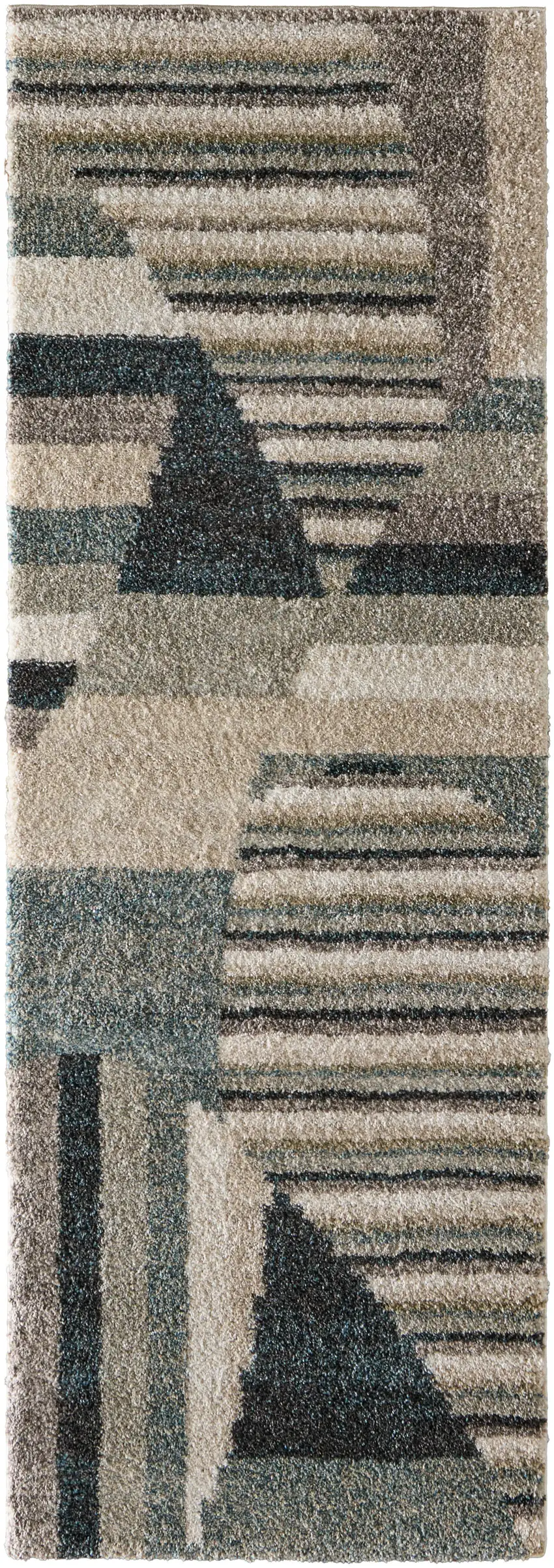 7' Blue And Ivory Abstract Area Rug Photo 9