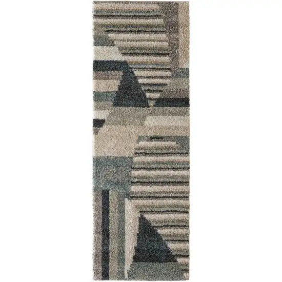 7' Blue And Ivory Abstract Area Rug Photo 9