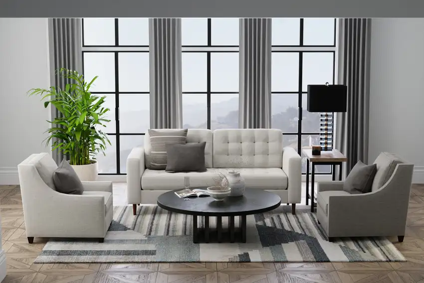 7' Blue And Ivory Abstract Area Rug Photo 6