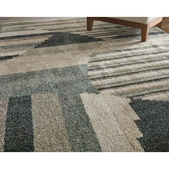 7' Blue And Ivory Abstract Area Rug Photo 5