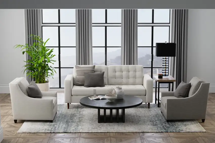 7' Blue And Ivory Abstract Area Rug Photo 5