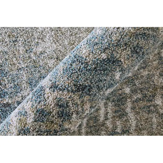 7' Blue And Ivory Abstract Area Rug Photo 8