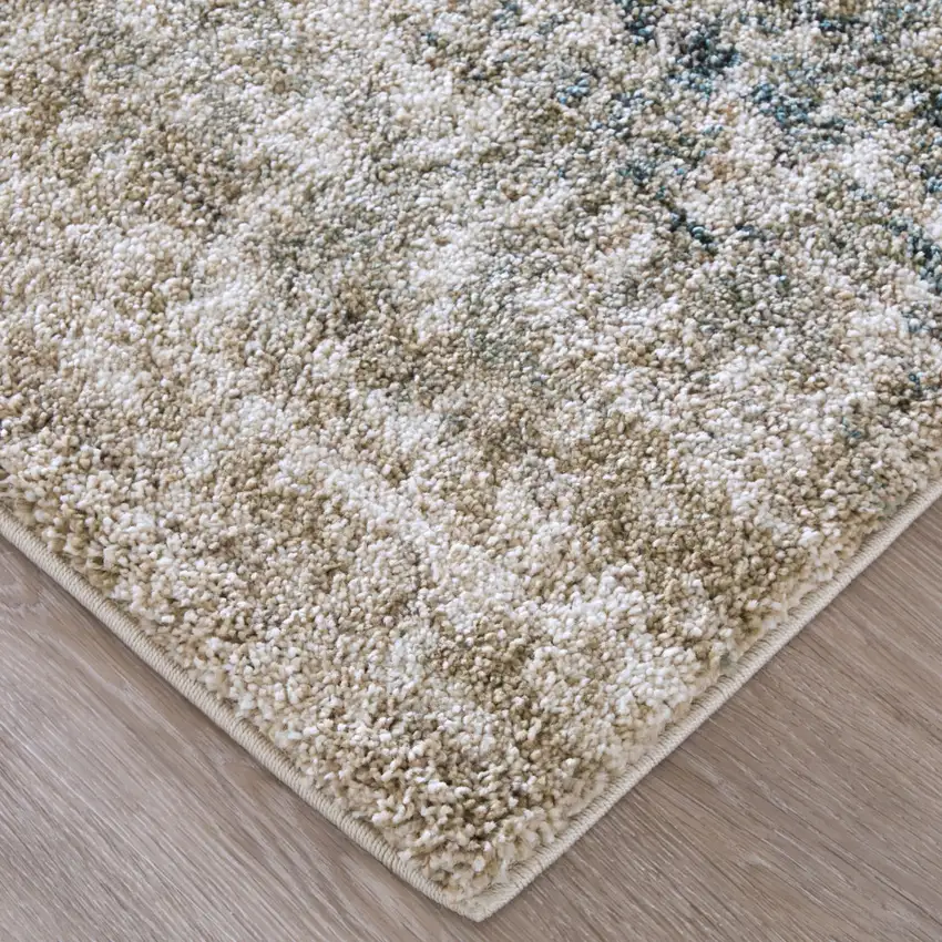 7' Blue And Ivory Abstract Area Rug Photo 7