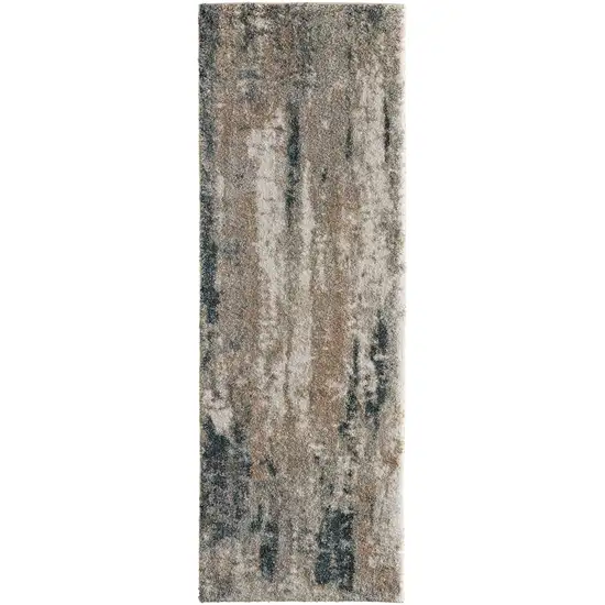 7' Blue And Ivory Abstract Area Rug Photo 2