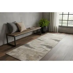 Photo of 7' Blue And Ivory Abstract Area Rug