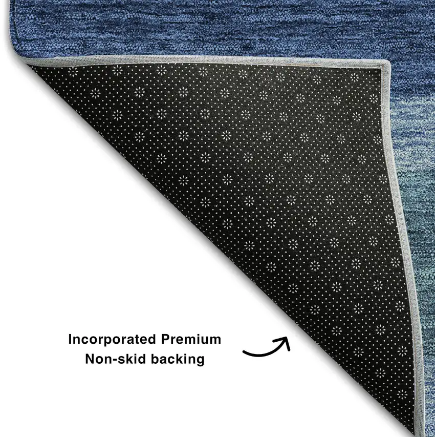 8' Blue And Ivory Abstract Geometric Washable Round Rug With UV Protection Photo 6