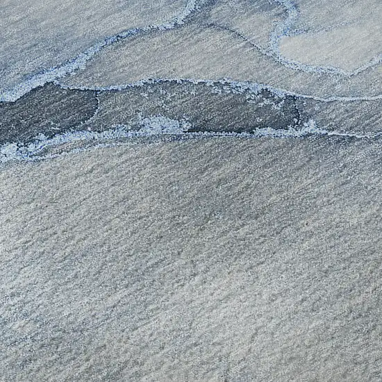 8' Blue And Ivory Abstract Washable Round Rug With UV Protection Photo 9