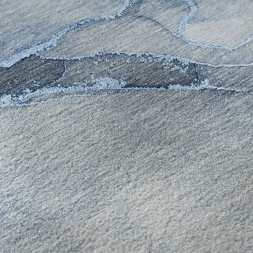 8' Blue And Ivory Abstract Washable Round Rug With UV Protection Photo 9