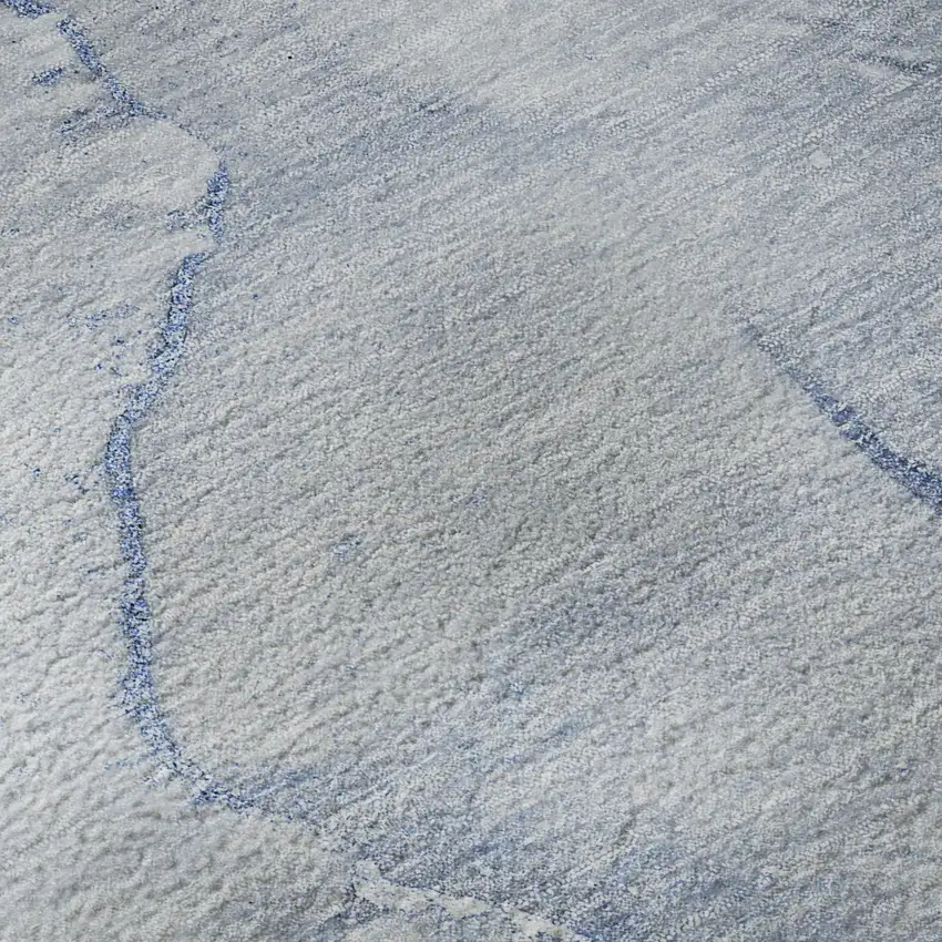 8' Blue And Ivory Abstract Washable Round Rug With UV Protection Photo 9