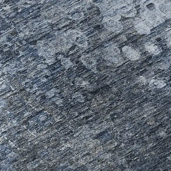 8' Blue And Ivory Abstract Washable Round Rug With UV Protection Photo 8