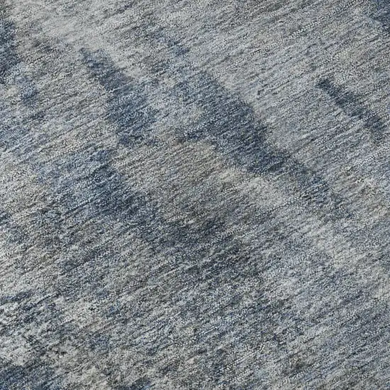 8' Blue And Ivory Abstract Washable Round Rug With UV Protection Photo 8