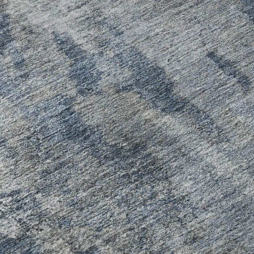 8' Blue And Ivory Abstract Washable Round Rug With UV Protection Photo 8