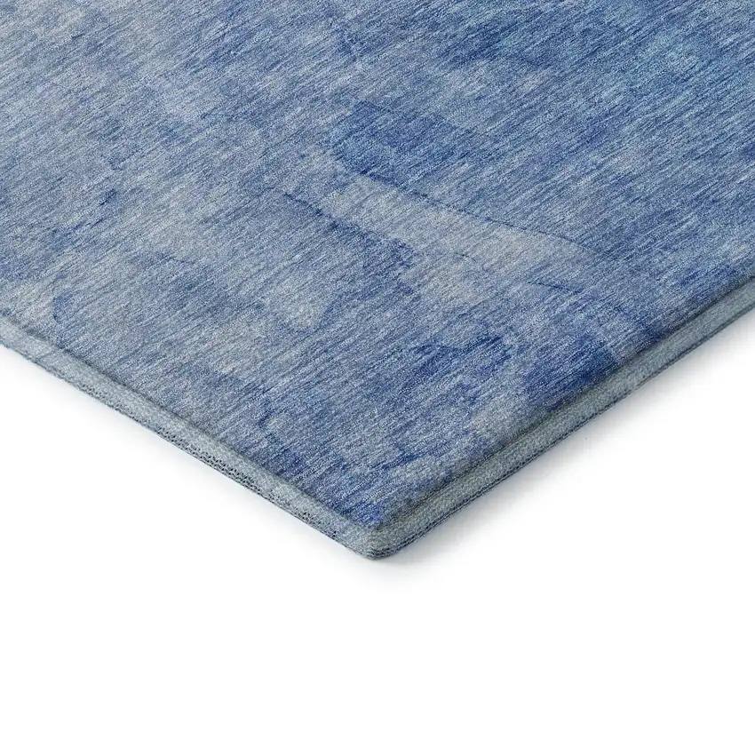 8' Blue And Ivory Abstract Washable Round Rug With UV Protection Photo 7