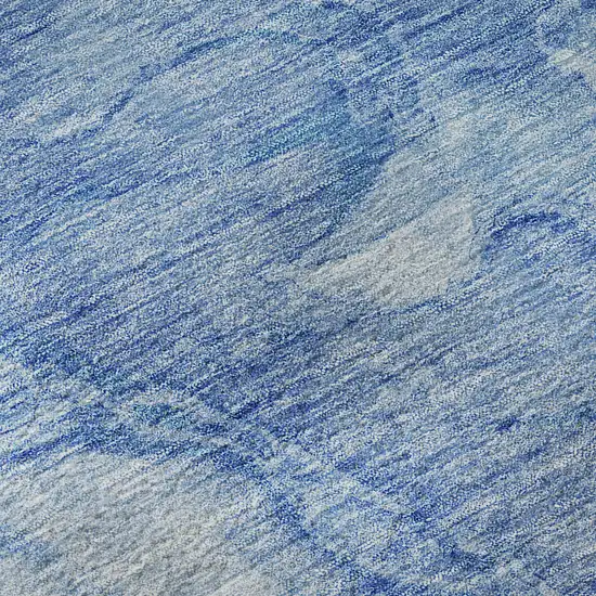 8' Blue And Ivory Abstract Washable Round Rug With UV Protection Photo 9