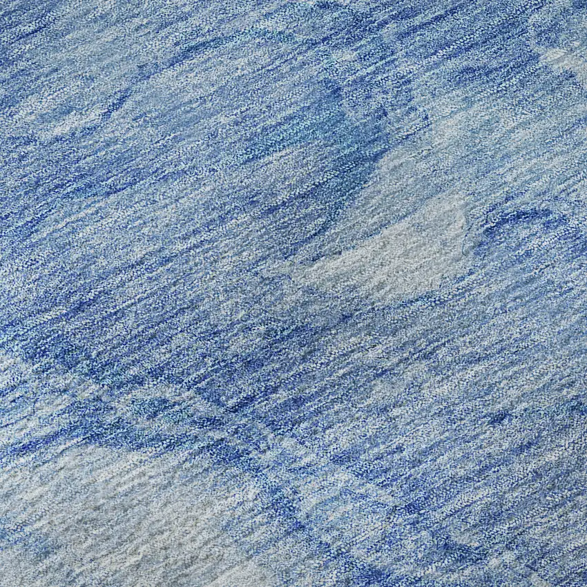 8' Blue And Ivory Abstract Washable Round Rug With UV Protection Photo 9