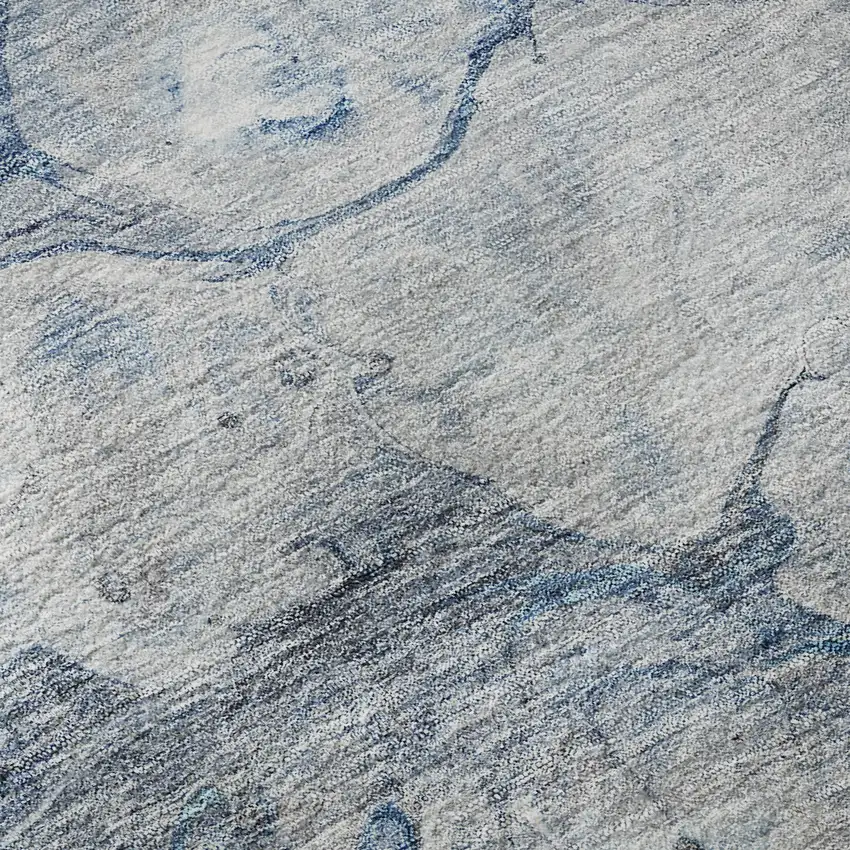 8' Blue And Ivory Abstract Washable Round Rug With UV Protection Photo 8