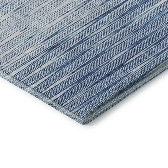 8' Blue And Ivory Abstract Washable Round Rug With UV Protection Photo 7