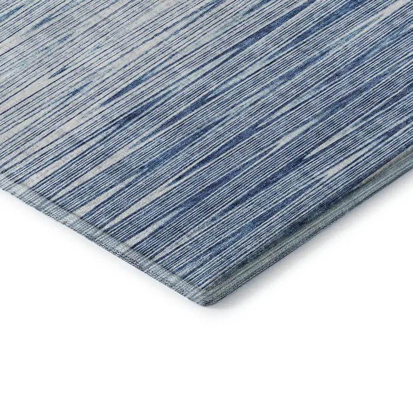 8' Blue And Ivory Abstract Washable Round Rug With UV Protection Photo 7