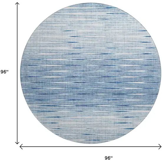 8' Blue And Ivory Abstract Washable Round Rug With UV Protection Photo 3