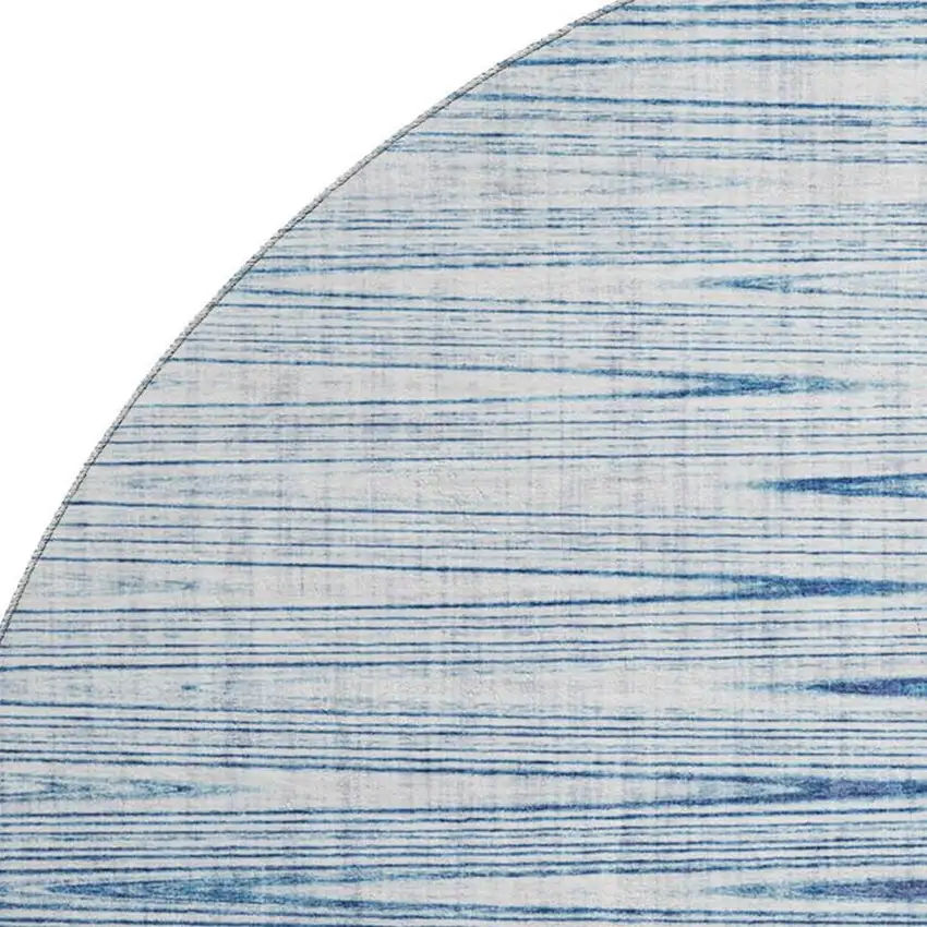 8' Blue And Ivory Abstract Washable Round Rug With UV Protection Photo 3