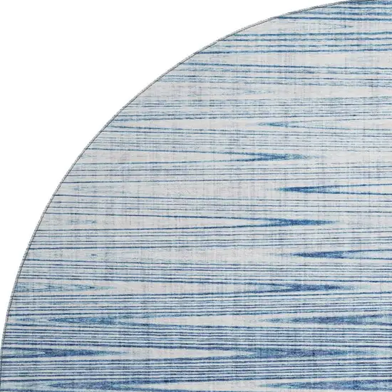 8' Blue And Ivory Abstract Washable Round Rug With UV Protection Photo 4