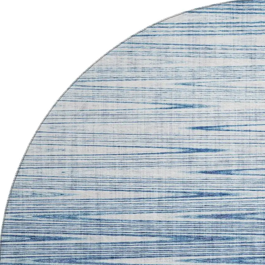 8' Blue And Ivory Abstract Washable Round Rug With UV Protection Photo 4
