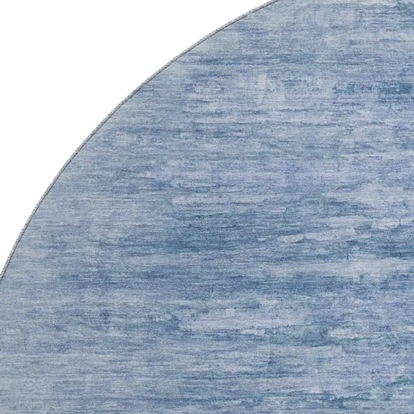 8' Blue And Ivory Abstract Washable Round Rug With UV Protection Photo 3
