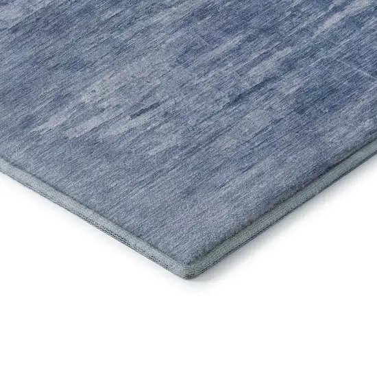 8' Blue And Ivory Abstract Washable Round Rug With UV Protection Photo 7