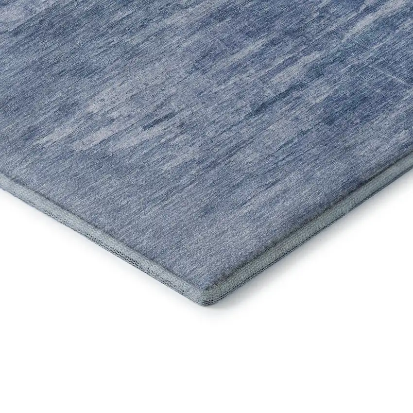 8' Blue And Ivory Abstract Washable Round Rug With UV Protection Photo 7