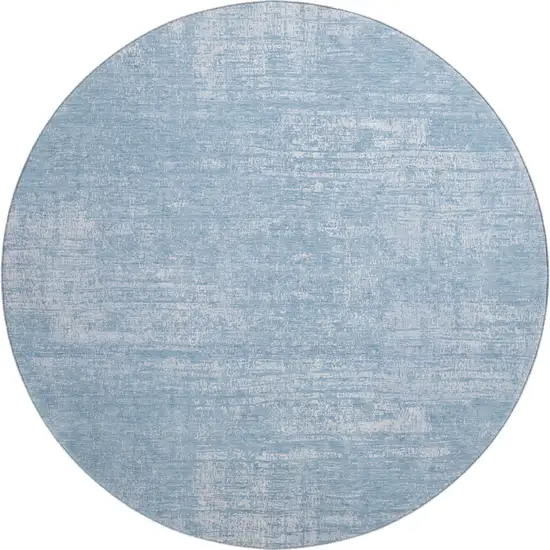 8' Blue And Ivory Abstract Washable Round Rug With UV Protection Photo 1