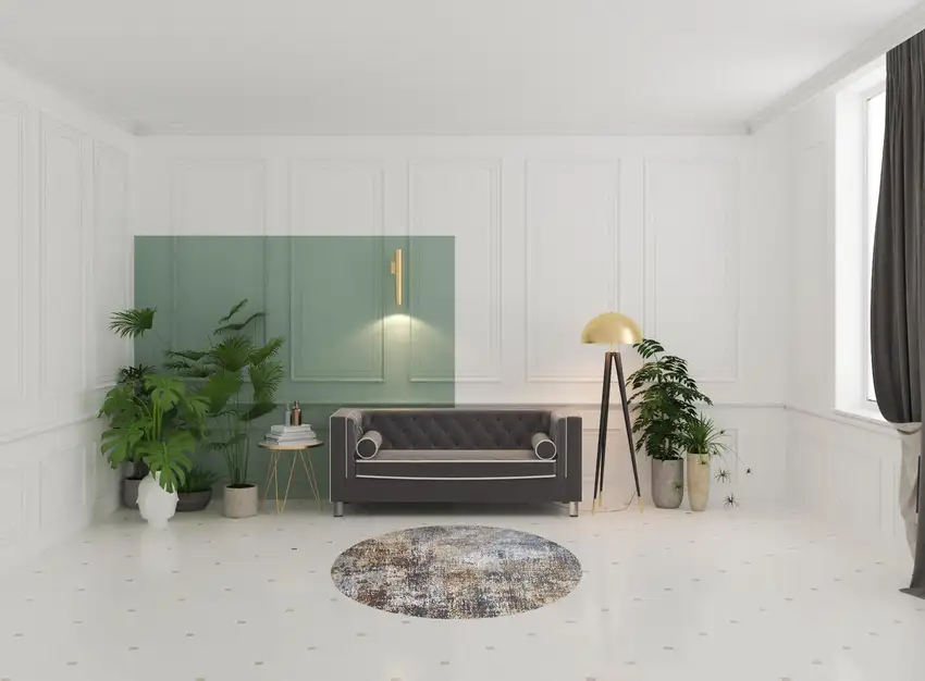 5' Blue And Ivory Abstract Washable Round Rug Photo 1