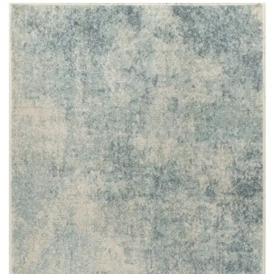 8' Blue And Ivory Abstract Washable Runner Rug Photo 4