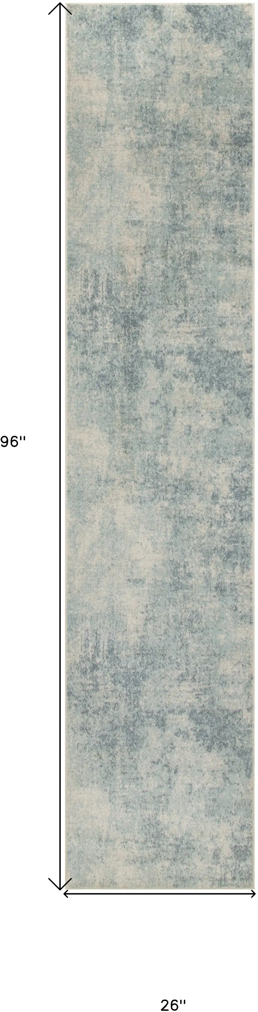 8' Blue And Ivory Abstract Washable Runner Rug Photo 3