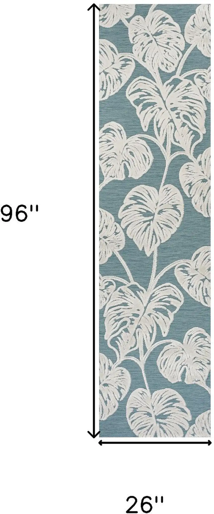 8' Blue And Ivory Floral Indoor Outdoor Runner Rug Photo 9