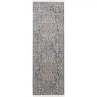 Photo of 12' Blue And Ivory Floral Power Loom Runner Rug