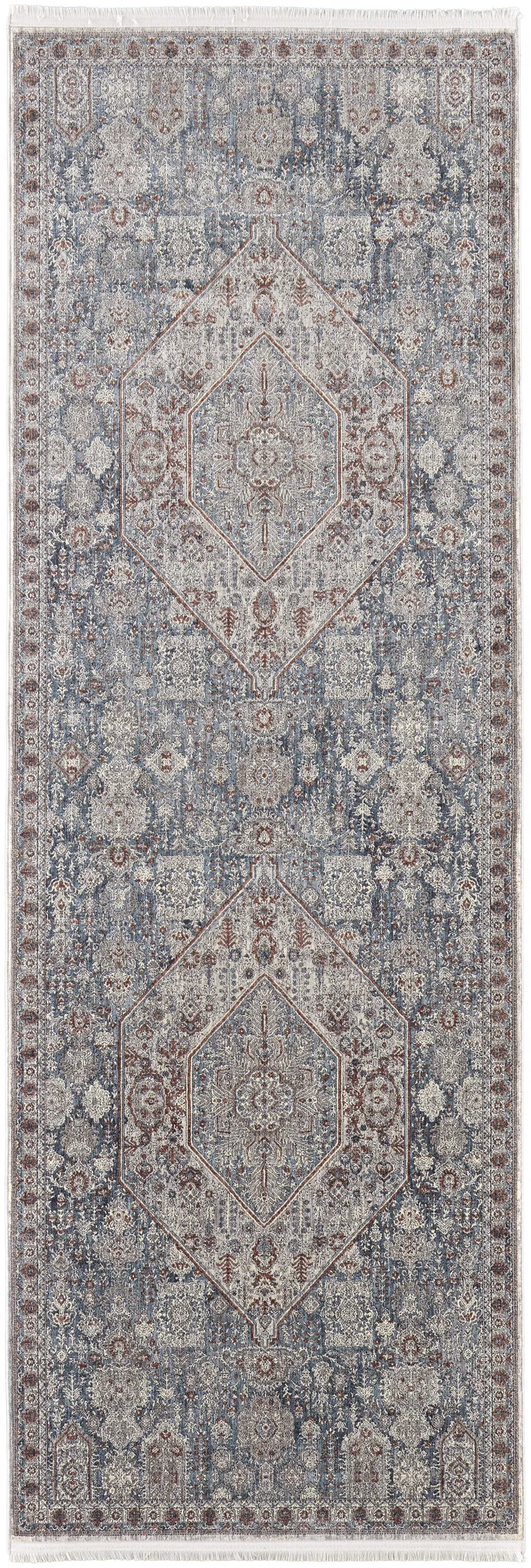 10' Floral Power Loom Stain Resistant Runner Rug Photo 3