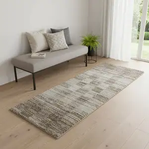 Photo of 7' Blue And Ivory Geometric Area Rug