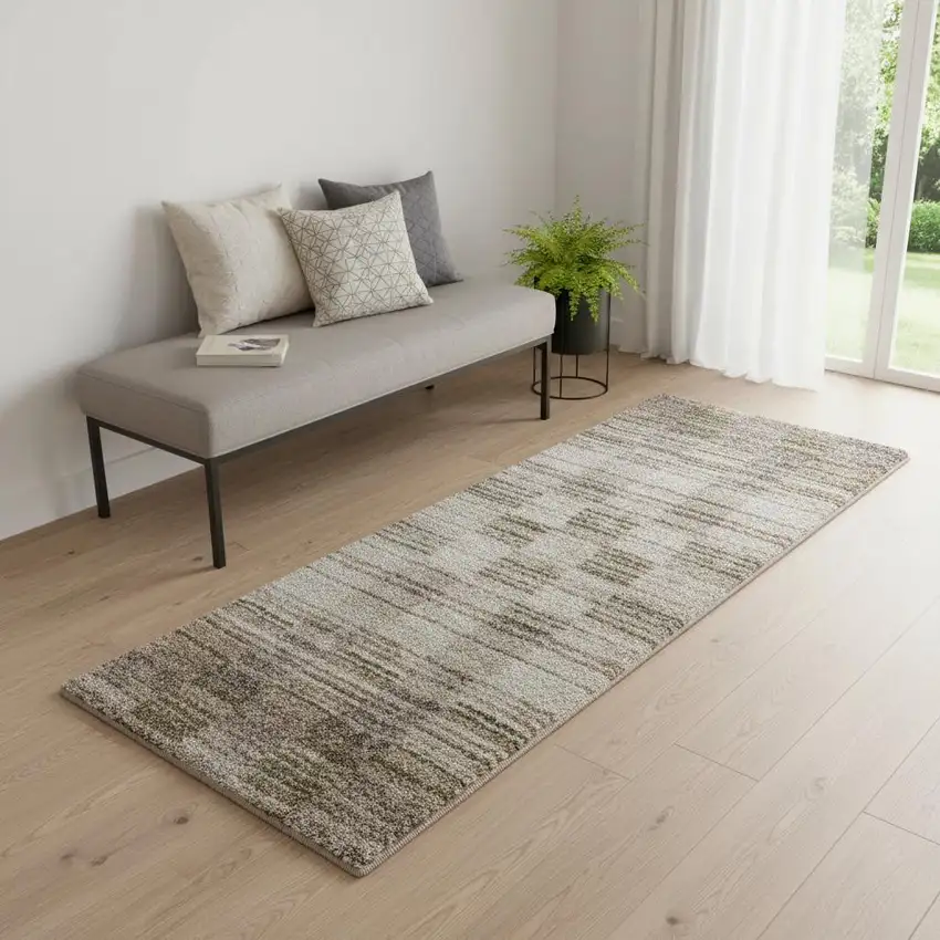 7' Blue And Ivory Geometric Area Rug Photo 1