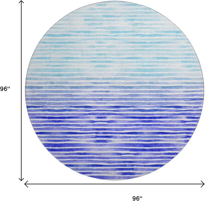 8' Blue And Ivory Geometric Washable Round Rug With UV Protection Photo 9