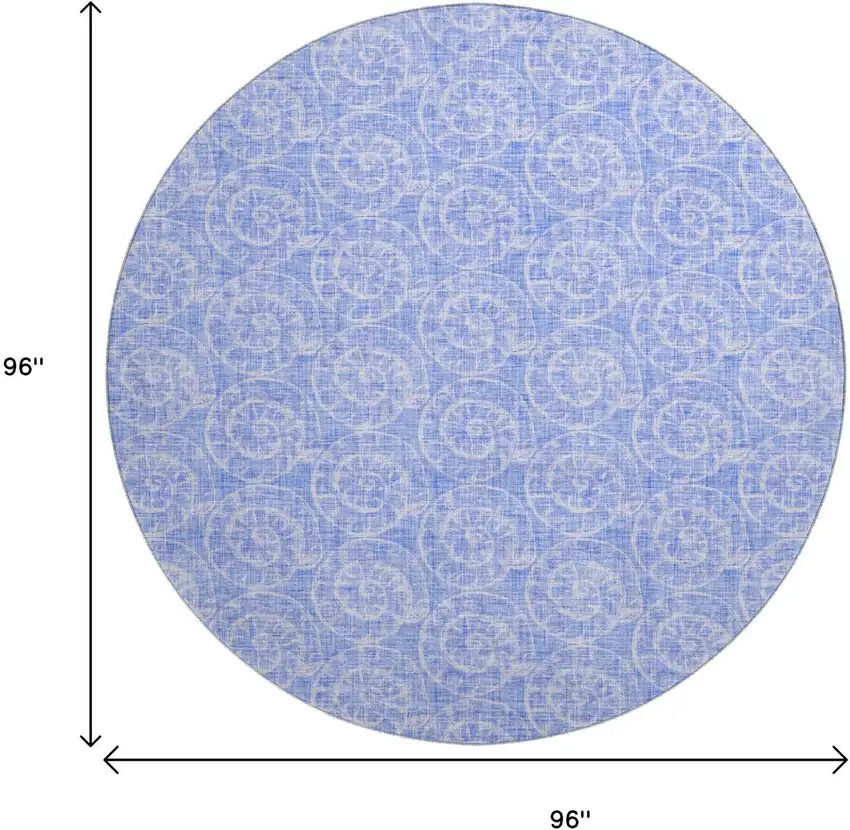 8' Blue And Ivory Geometric Washable Round Rug With UV Protection Photo 3